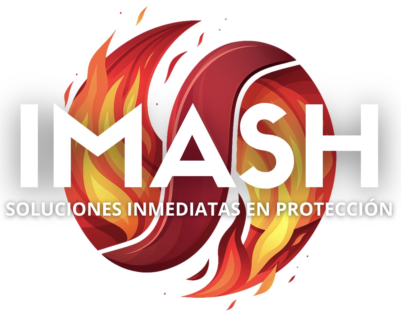 Extintor de incendios rojo montado en una pared junto a una señal de seguridad